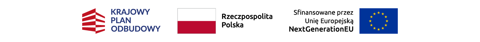 logotyp Krajowy Plan Odbudowy, flaga Rzeczpospolitej Polskiej, Sfinansownae przez Unię Europejską NextGenerationUE