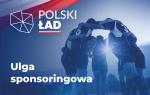 Napis:Polski Ład. Ulga sponsoringowa. Obok grafika przedstawiająca sylwetki piłkarzy.