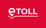 Napis e- TOLL na czerwonym tle