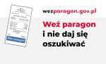 baner z tekstem Weź paragon i nie daj się oszukiwać oraz rysunkiem paragonu.