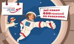 Kosmonauta i pies.Obok napis: Finansoaktywni. Misja Budżet.Plan do działania.Już ponad 400 zgłoszeń do programu „Finansoaktywni