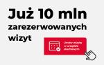 grafika z napisem Już 10 mln zarezerwowanych wizyt oraz logotyp Umów wizytę w urzędzie skarbowym