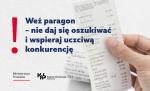 grafika z napisem Weź paragon. Nie daj się oszukiwać i wspieraj uczciwą konkurencje