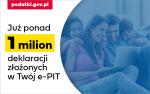 grafika z napisem Już ponad 1 milion deklaracji złożonych w Twój e-PIT