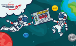 Grafika przedstawiająca astronautów w kosmosie. W tle planety. Napisy finansoaktywni Misja: Podatki płacimy, korzyści widzimy. Prawie 600 zgłoszeń.