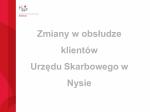 grafika z napisem Zmiany w obsłudze klientów Urzędu Skarbowego w Nysie