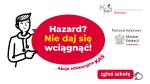 postać wskazująca na napis Hazard nie daj się wciągnąć. Akcja edukacyjna KAS