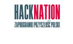 grafika z napisem Hack Nation. Zaprogramuj przyszłość Polski.