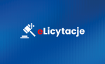 Napis eLicytacje z białą ikoną młotka aukcyjnego po lewej stronie.