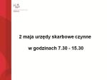 2 maja urzędy skarbowe czynne w godzinach 7.30 - 15.30