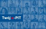 baner prezentujący komunikat pt. Kolejny rekord – ok. 18,3 mln elektronicznych PITów.Baner zawiera zdjęcia twarzy różnych ludzi, na banerze hasło Twój e-PIT.