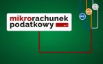 Grafika dekoracyjna.Napis Mikrorachunek podatkowy na zielonym tle